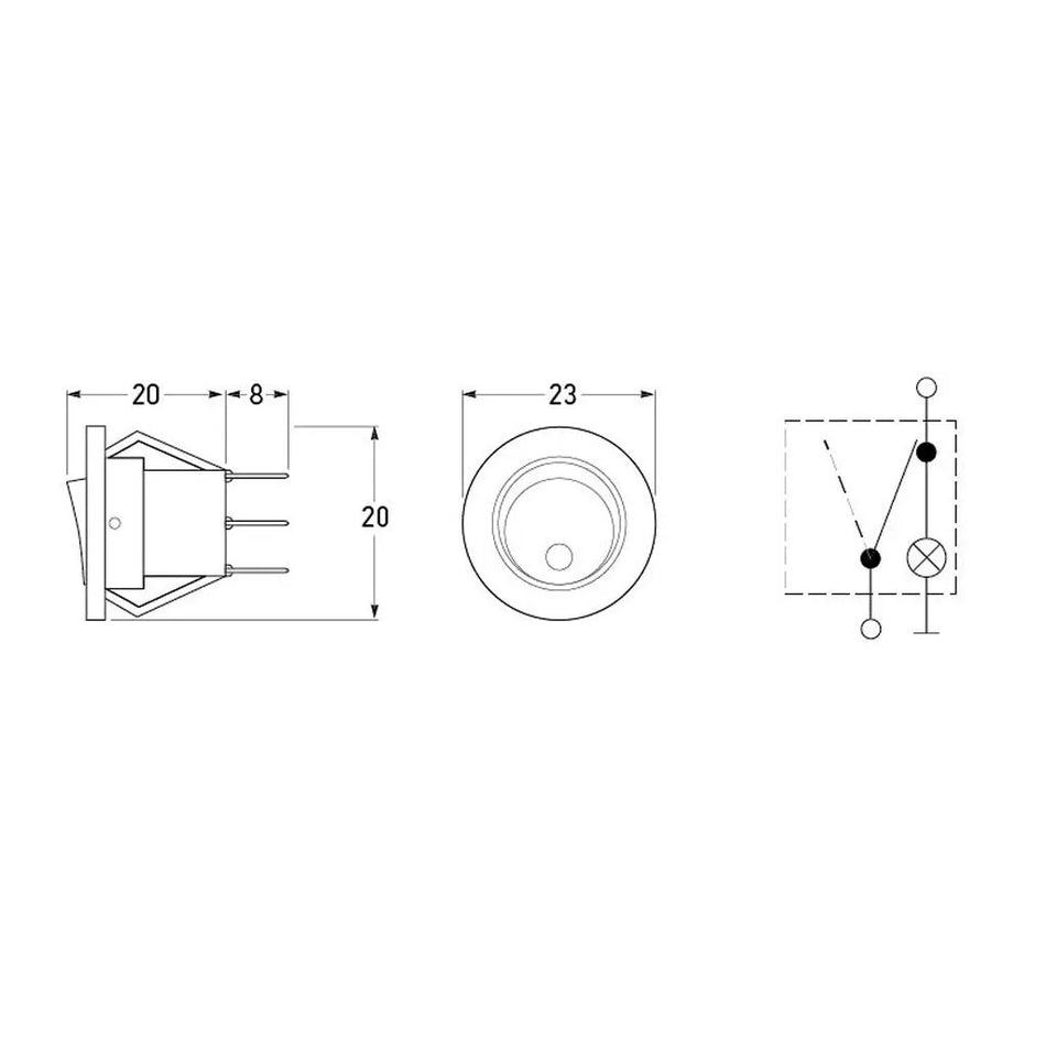 Rocker Switch 12V with Red LED