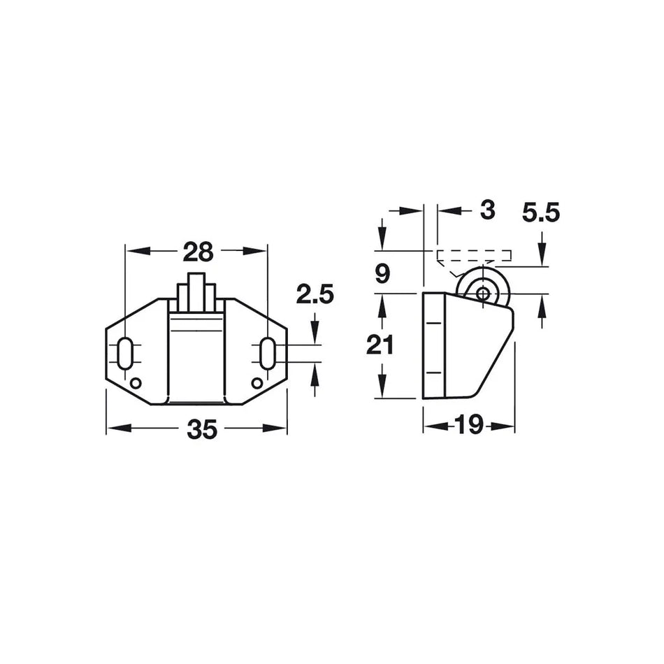 White Nylon Roller Catch & Striker
