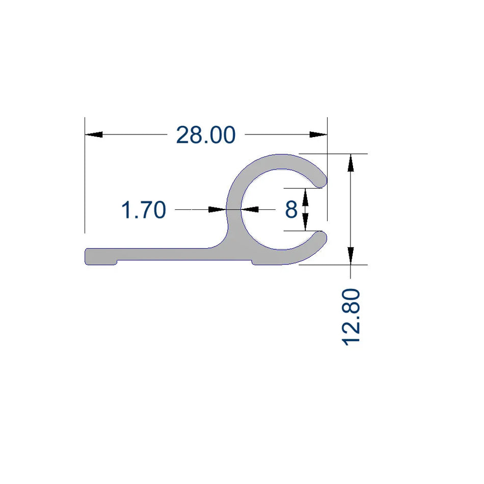 Standard Caravan Awning Track 8mm - 4 Metre UA1608