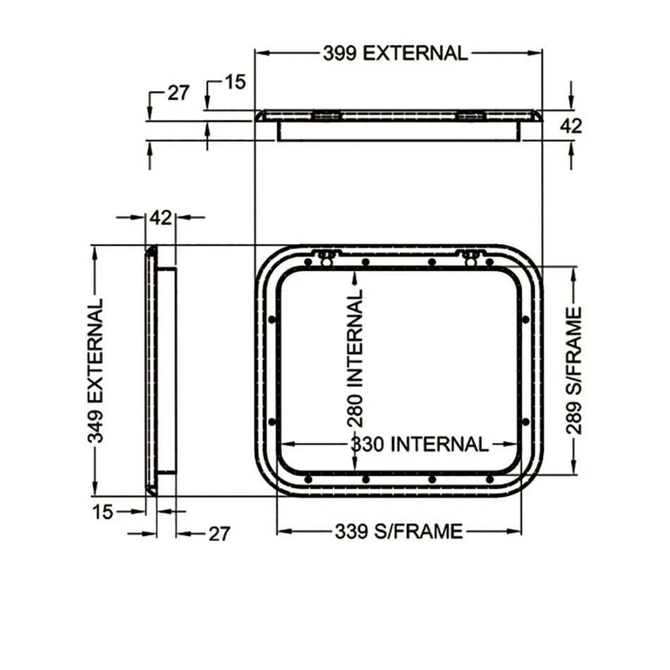 Coast Service Door 1 With Lock - White (399 X 349MM)