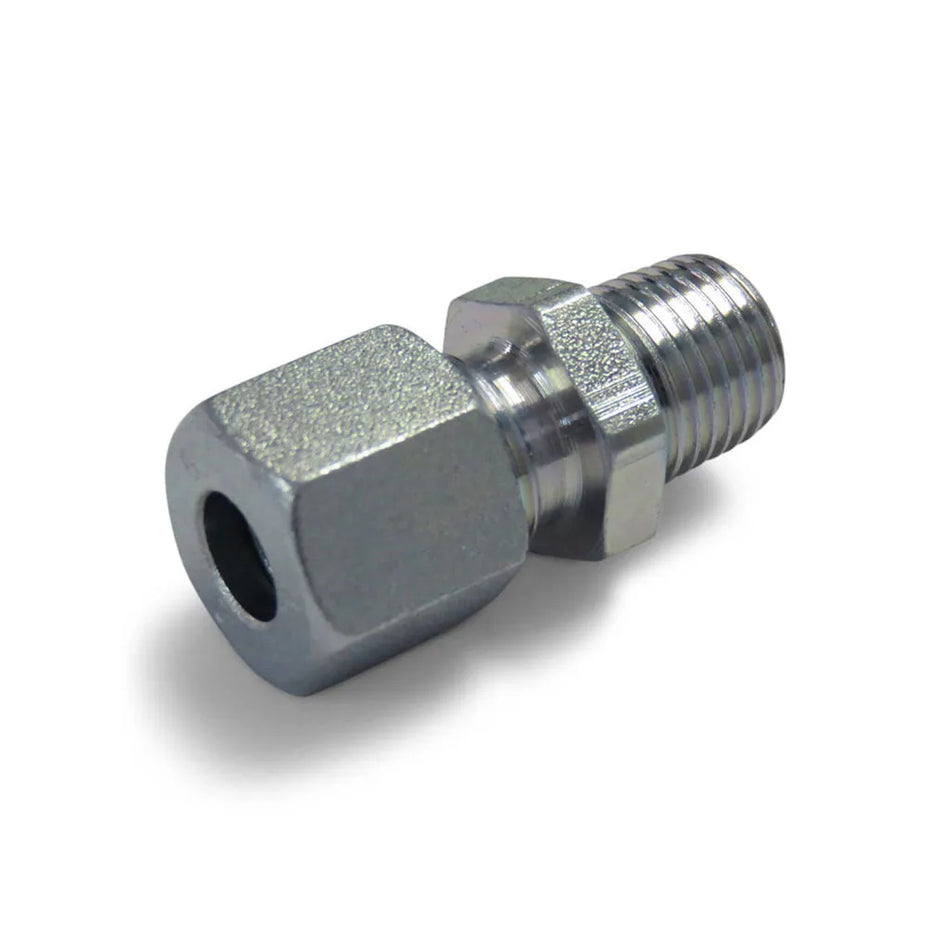 Steel Male Connector 8mm tube x 1/4"