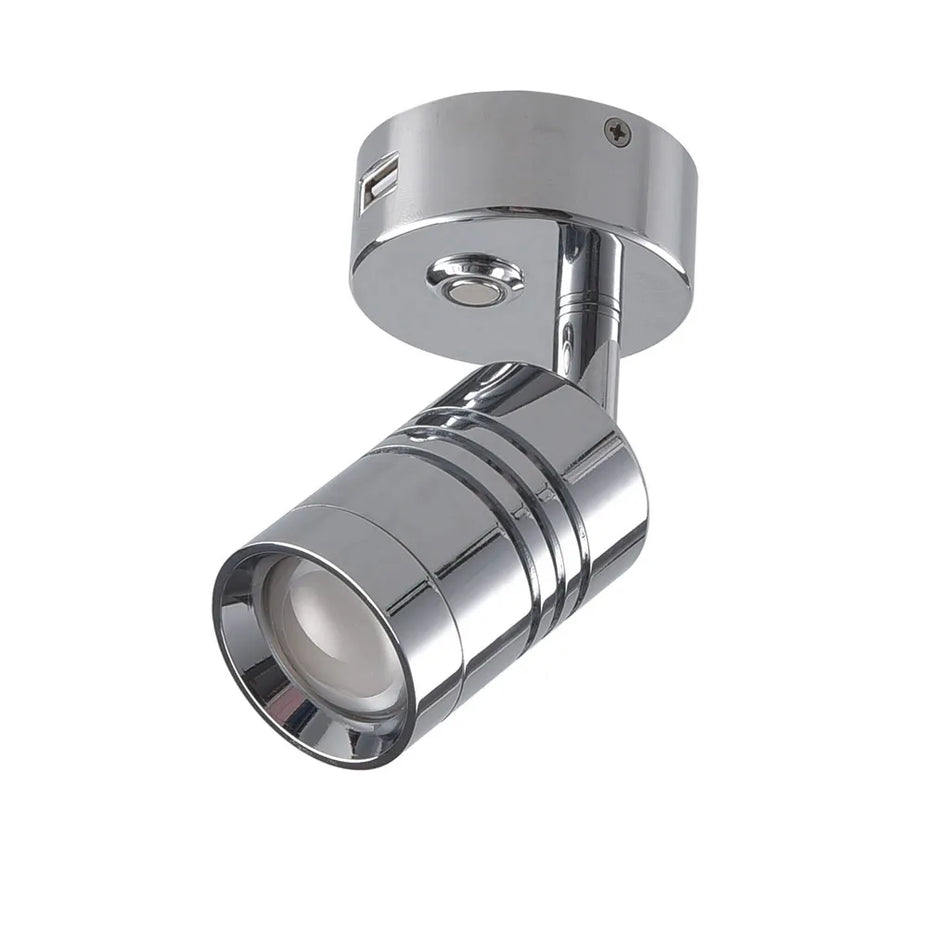 Nouva LED S5 - Supernova - LED Reading Light w/ USB Charger - Chrome