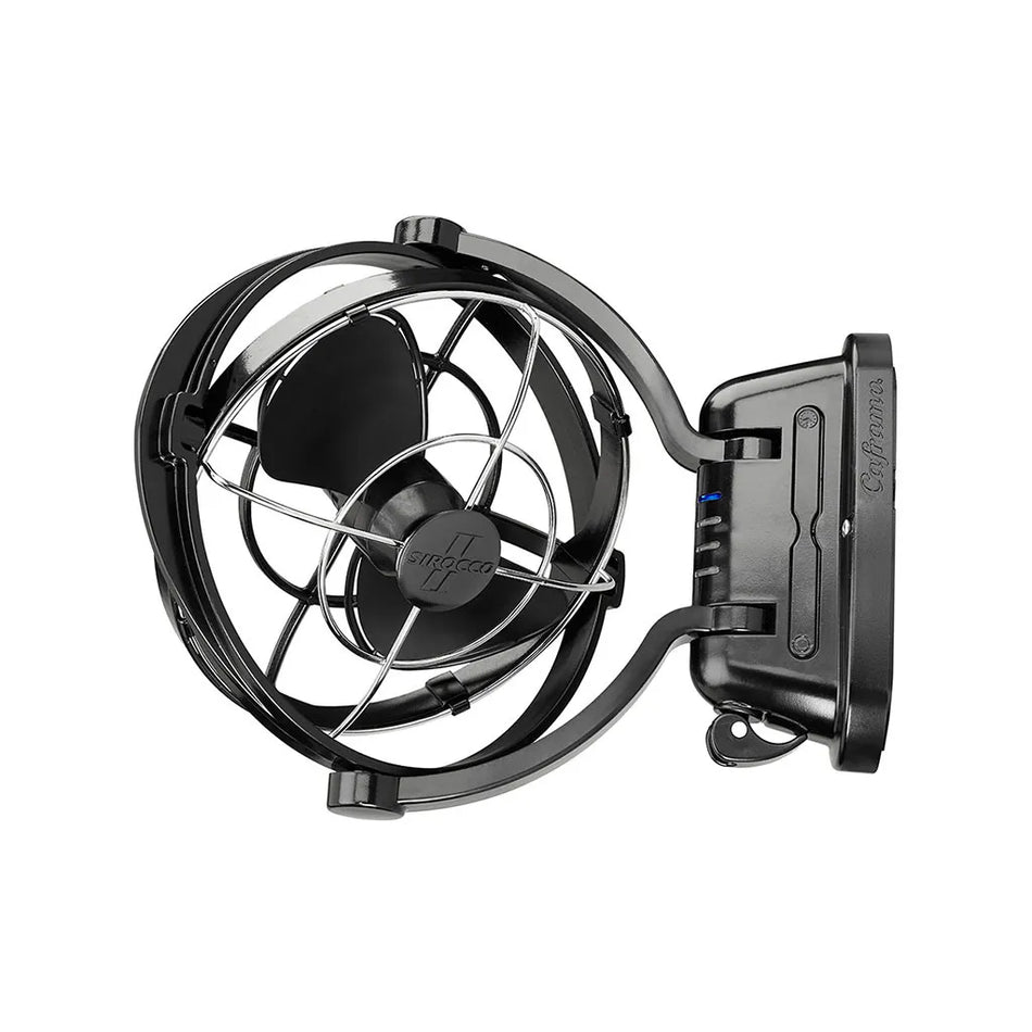 Black Caframo Sirocco II 7" Fan with 360 Degree Gimbal 12/24V
