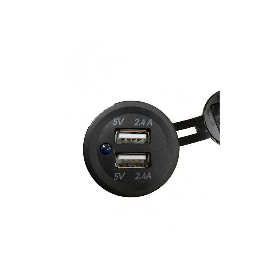 C-Line Twin USB Socket & Mounting Plate 2 x 2.4 Amp - Black