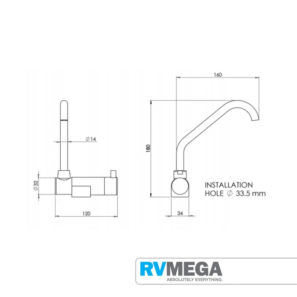 CAN Mixer Hot & Cold Mixer With Folding Bridge Pipe