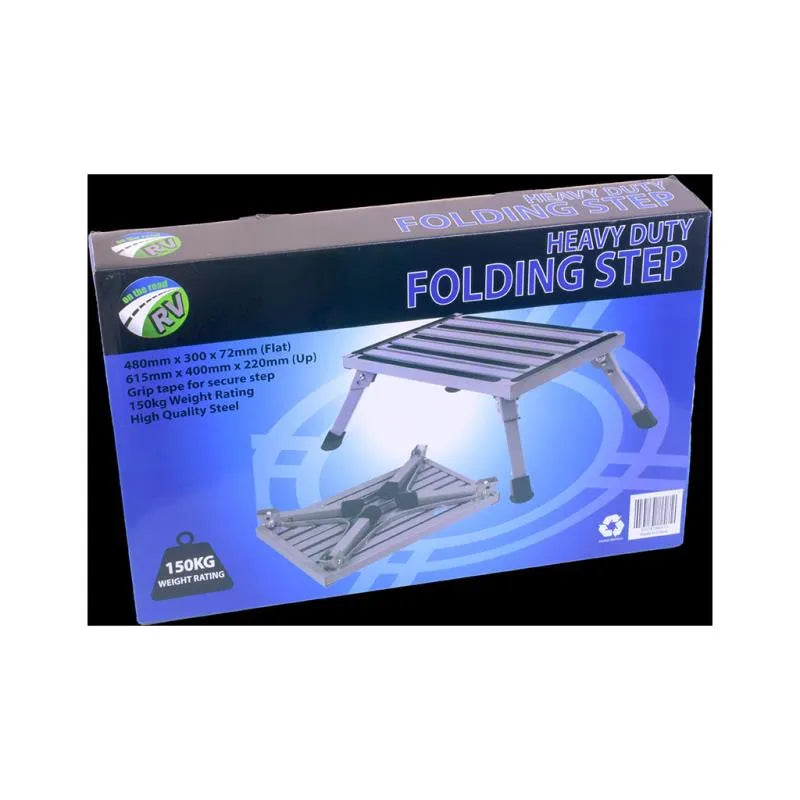 On The Road Steel Folding Step with Anti Slip