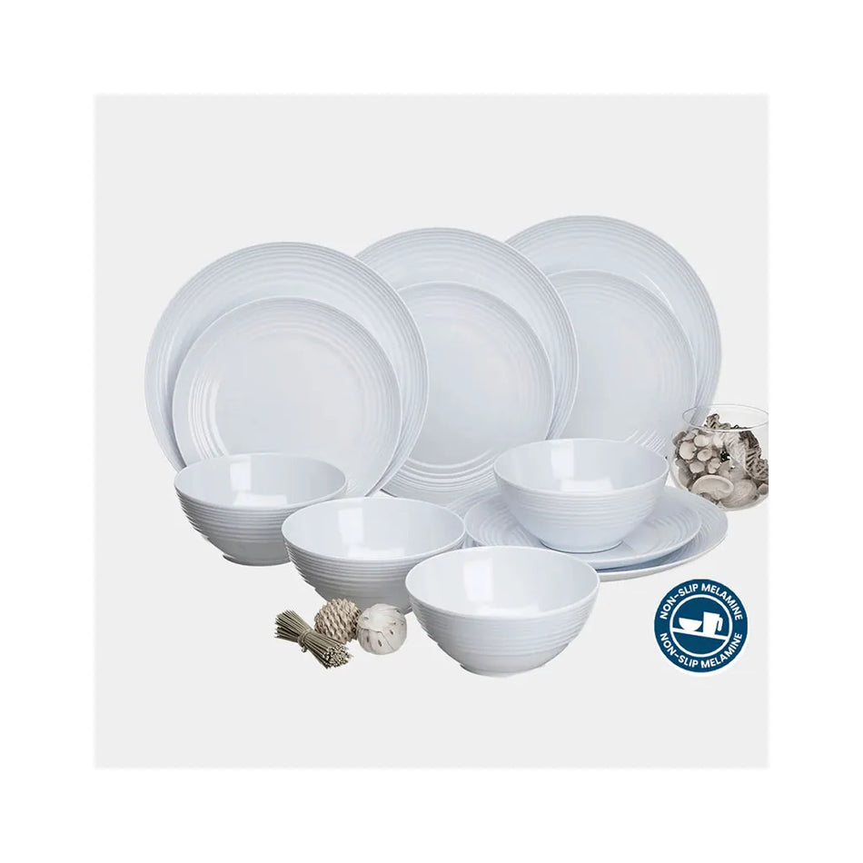 12 Piece Dinner Set Non Slip Cool White