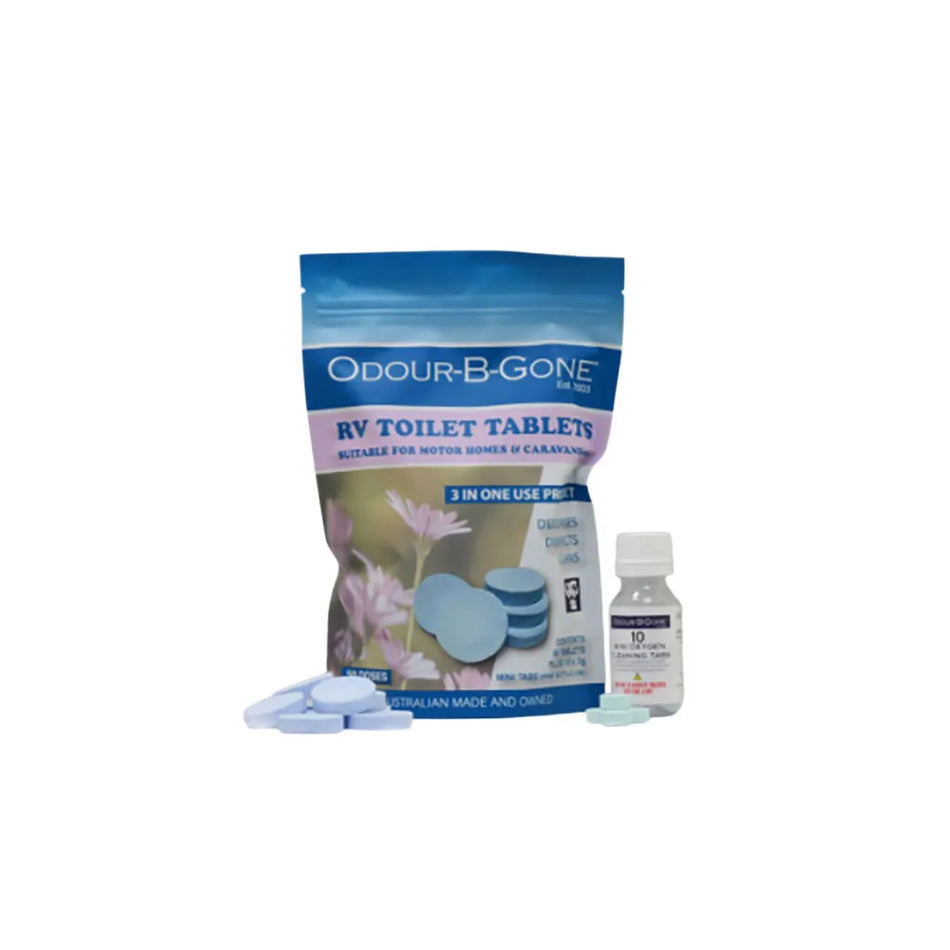 Odour B Gone 50 x 8g RV Toilet Tablets With 10 x 2g Mini Oxygen Tablets